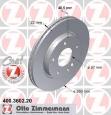 Купить 400.3602.20 Zimmermann Тормозные диски A-Class W168 (1.4, 1.6, 1.7)