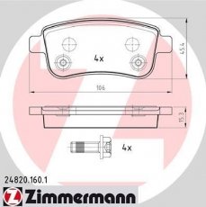 Купить 24820.160.1 Zimmermann Тормозные колодки задние Флюенс (1.5 dCi, 1.6 16V, 2.0 16V) 