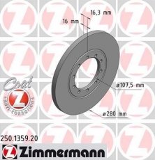 Купить 250.1359.20 Zimmermann Тормозные диски Transit 7 (2.2, 2.3, 2.4, 3.2)