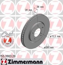 Купить 155.3903.20 Zimmermann Тормозные диски Вояджер (2.4, 2.5, 2.8, 3.3, 3.8)