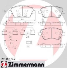 Купить 25134.170.2 Zimmermann Тормозные колодки передние Фиеста 6 (1.0, 1.5, 1.6) 