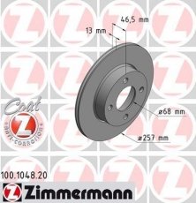 Купить 100.1048.20 Zimmermann Тормозные диски Audi 100 (1.6, 1.8, 1.9, 2.0)