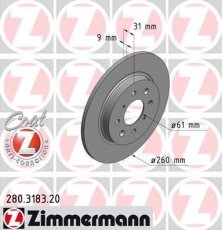 Купить 280.3183.20 Zimmermann Тормозные диски Хонда