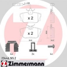 Купити 23446.165.2 Zimmermann Гальмівні колодки задні Транспортер Т4 (1.9, 2.0, 2.4, 2.5, 2.8) з датчиком зносу