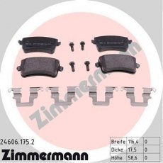 Купити 24606.175.2 Zimmermann Гальмівні колодки задні Audi A4 B8 (1.8, 2.0, 2.7, 3.0, 3.2) 