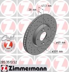 Купить 285.3513.52 Zimmermann Тормозные диски Veloster (1.6, 1.6 GDI, 1.6 T-GDI)