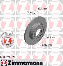 Купить 600.3217.20 Zimmermann Тормозные диски Polo (1.4, 1.6, 1.8, 1.9)