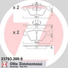 Купить 23793.200.9 Zimmermann Тормозные колодки передние BMW E60 (E60, E61) (2.0, 2.2, 2.5, 3.0) подготовлено для датчика износа колодок