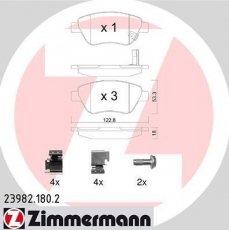 Купить 23982.180.2 Zimmermann Тормозные колодки передние Корса Д (1.0, 1.2, 1.4) с звуковым предупреждением износа