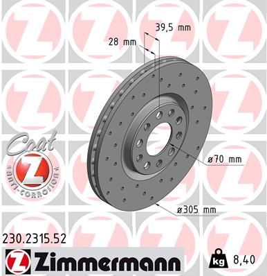 Гальмівний диск 230.2315.52 Zimmermann фото 1