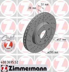 Купить 400.3695.52 Zimmermann Тормозные диски A-Class W176 (2.0, 2.1)