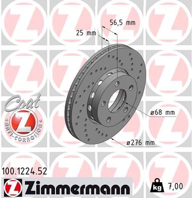 Тормозной диск 100.1224.52 Zimmermann фото 1