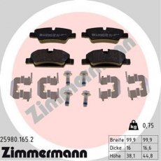 Гальмівна колодка 25980.165.2 Zimmermann – подготовлено для датчика износа колодок фото 1