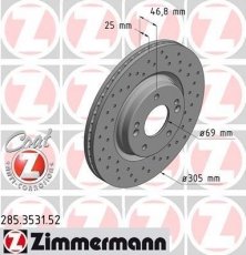 Купить 285.3531.52 Zimmermann Тормозные диски Туксон (1.6, 1.7, 2.0)