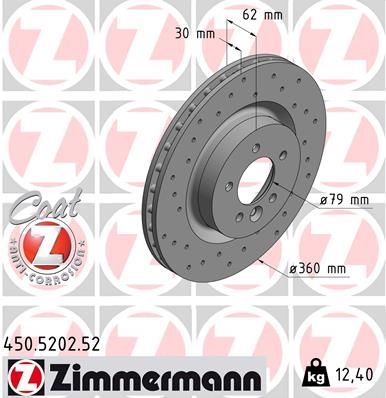 Тормозной диск 450.5202.52 Zimmermann фото 1