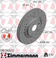 Купить 590.2825.52 Zimmermann Тормозные диски Rav 4 (2.0, 2.2, 2.5)