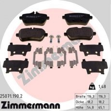 Гальмівна колодка 25071.190.2 Zimmermann – подготовлено для датчика износа колодок фото 1
