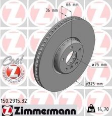 Гальмівний диск 150.2915.32 Zimmermann фото 1