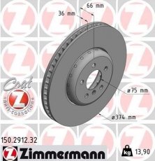 Купить 150.2912.32 Zimmermann Тормозные диски 6-series (F06, F12, F13) (650 i, 650 i xDrive)