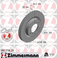 Купити 380.2116.20 Zimmermann Гальмівні диски Паджеро 4 (3.2 DI-D, 3.2 DI-D 4WD, 3.8 V6)