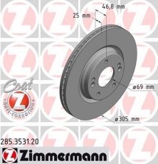 Купить 285.3531.20 Zimmermann Тормозные диски Tucson (1.6, 1.7, 2.0)