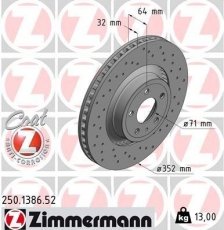 Гальмівний диск 250.1386.52 Zimmermann фото 1