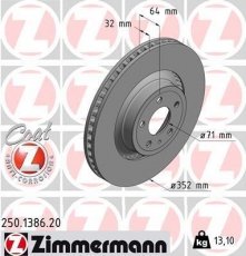Купить 250.1386.20 Zimmermann Тормозные диски Mustang (2.3 EcoBoost, 5.0 V8)