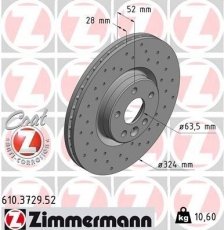 Купить 610.3729.52 Zimmermann Тормозные диски ХС60 (2.0, 2.4, 2.5, 3.0, 3.2)