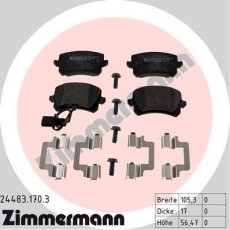 Тормозная колодка 24483.170.3 Zimmermann – с датчиком износа фото 1