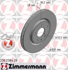 Купить 230.2384.20 Zimmermann Тормозные диски Вояджер Гранд (2.8, 3.6, 3.8, 4.0)