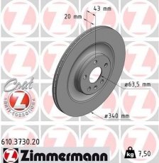 Купить 610.3730.20 Zimmermann Тормозные диски ХС90 2.0