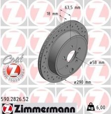 Купить 590.2826.52 Zimmermann Тормозные диски Аутбек 3 (2.0, 2.5, 3.6)