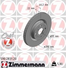 Купить 590.2831.20 Zimmermann Тормозные диски Ярис (1.5, 1.5 Hybrid)
