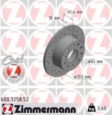 Тормозной диск 600.3258.52 Zimmermann фото 1