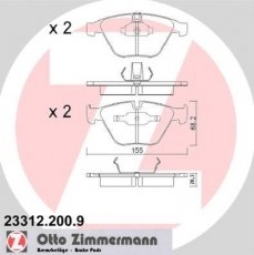 Купить 23312.200.9 Zimmermann Тормозные колодки передние BMW E90 (2.0, 2.5, 4.0, 4.4) подготовлено для датчика износа колодок