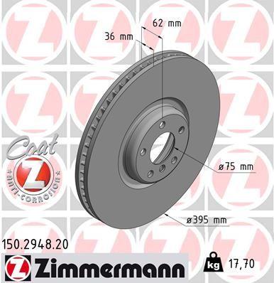 Гальмівний диск 150.2948.20 Zimmermann фото 1