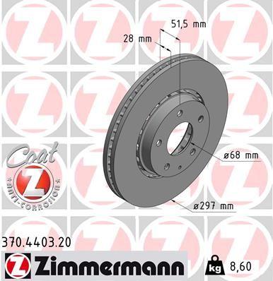 Купить 370.4403.20 Zimmermann Тормозные диски CX-5 (2.0, 2.2, 2.5)