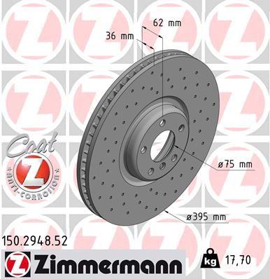 Купить 150.2948.52 Zimmermann Тормозные диски BMW X5 (E70, F15) (2.0, 3.0, 4.4)