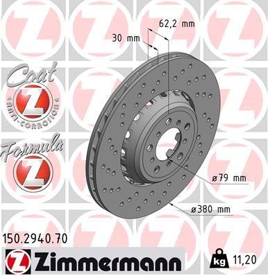 Тормозной диск 150.2940.70 Zimmermann фото 1