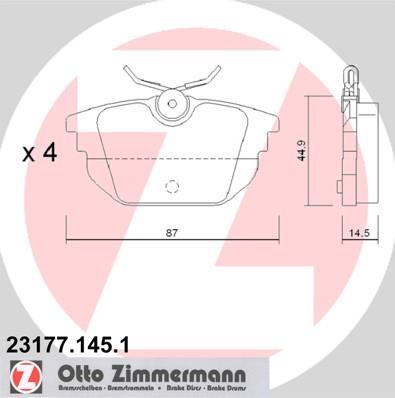 Купить 23177.145.1 Zimmermann Тормозные колодки  Lancia 