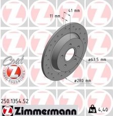 Купить 250.1354.52 Zimmermann Тормозные диски C-Max 1 (1.6, 1.8, 2.0)