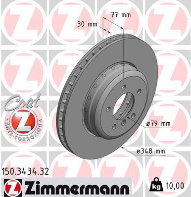 Купить 150.3434.32 Zimmermann Тормозные диски БМВ Е60 (Е60, Е61) (3.0, 4.0, 4.4, 4.8)