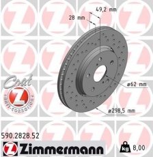 Купити 590.2828.52 Zimmermann Гальмівні диски C-HR (1.2, 1.2 4WD, 2.0)