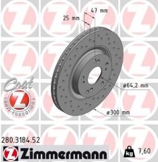Купить 280.3184.52 Zimmermann Тормозные диски CR-V (2.0, 2.2 CTDi, 2.4 Vtec 4WD)