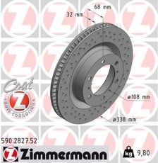 Купити 590.2827.52 Zimmermann Гальмівні диски Ленд Крузер (150, Pрадо) (2.8 D-4D, 3.0 D-4D, 4.0 V6 VVT-i)