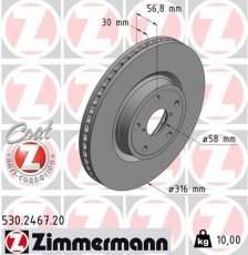 Купить 530.2467.20 Zimmermann Тормозные диски Outback 4 (2.0 D AWD, 2.5 AWD)
