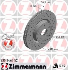 Купить 530.2467.52 Zimmermann Тормозные диски Аутбек 4 (2.0 D AWD, 2.5 AWD)