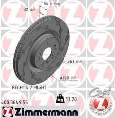 Купить 400.3649.55 Zimmermann Тормозные диски M-Class W164 (3.0, 3.5, 4.0, 5.0, 5.5)
