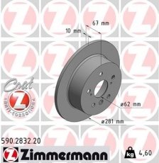 Купить 590.2832.20 Zimmermann Тормозные диски Lexus ES (250, 300, 350) 350