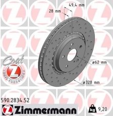 Купить 590.2834.52 Zimmermann Тормозные диски Лексус РХ (200, 270, 300, 350, 450) 450h AWD